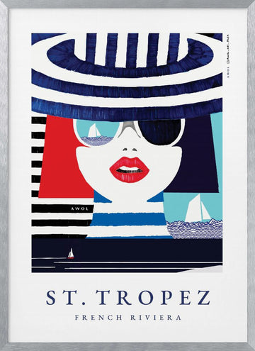St Tropez Chic Woman | Poster - Silver Frame Interior