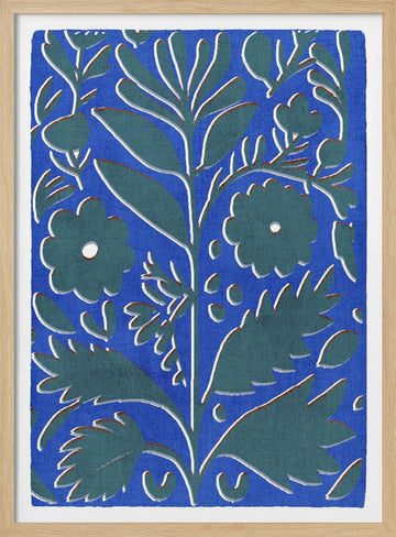 Vibrant Blue Botanicals | Poster - Wood Frame Interior