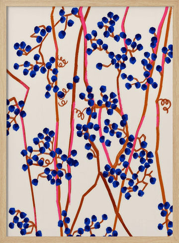 Abstract Blue Berries | Poster - Wood Frame Interior