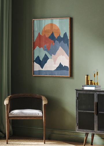 Colorful Mountain Sunset | Poster - Room Interior 2