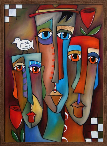 Colorful Abstract Faces | Poster - Walnut Frame Interior