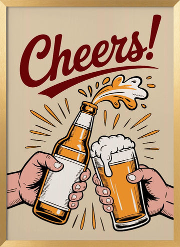 Golden Beer Cheers | Poster - Gold Frame Interior