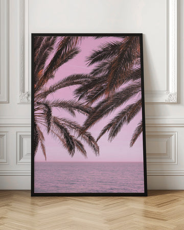 Pink Sky Tropical Palms | Poster - Room Interior 1