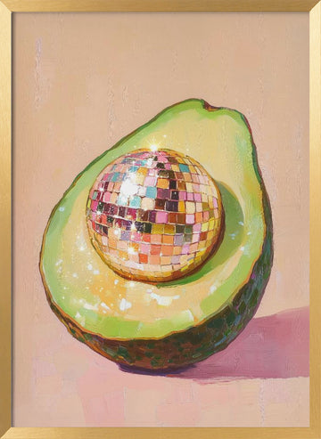 Avocado Disco Ball | Poster - Gold Frame Interior