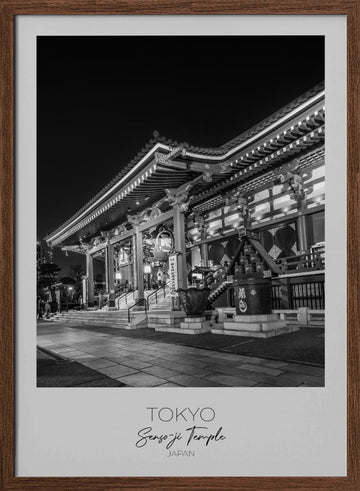 Sensoji Temple Night | Poster - Walnut Frame Interior