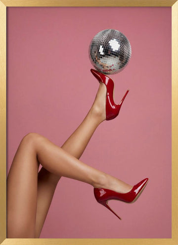 Red Heels Disco Glam | Poster - Gold Frame Interior