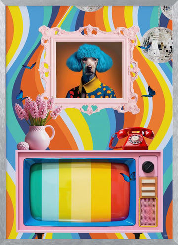 Eccentric Poodle Pop Art | Poster - Silver Frame Interior