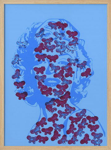 Blue Marilyn Butterflies | Poster - Wood Frame Interior