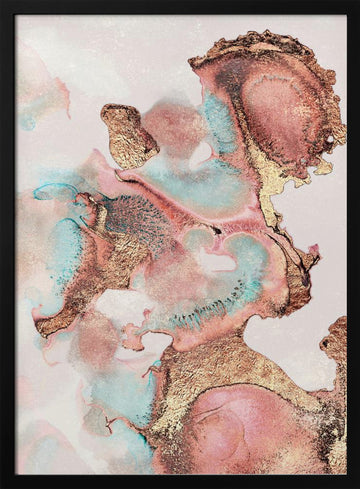 Liquid Gold and Teal | Poster - Black Metal Frame Interior