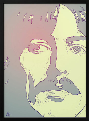 Retro Man Portrait | Poster - Black Metal Frame Interior