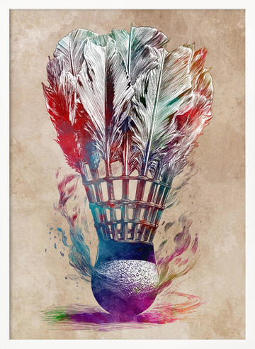 Colorful Badminton Shuttlecock | Poster - White Frame Interior