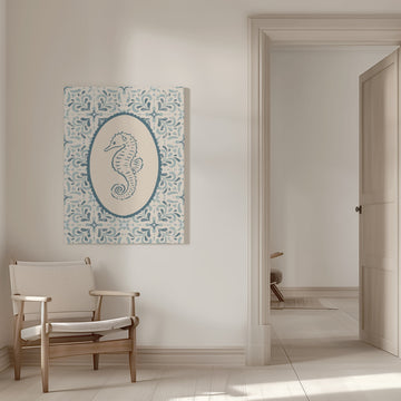 Coastal Seahorse Medallion | Canvas - Room Interior 1