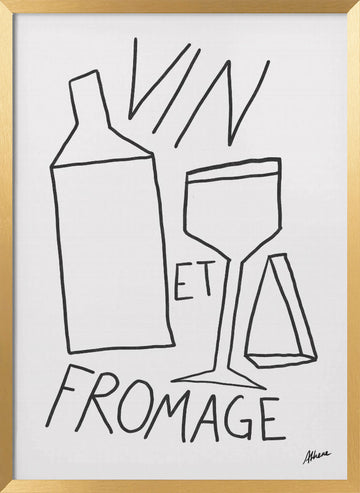 Vin et Fromage | Poster - Gold Frame Interior