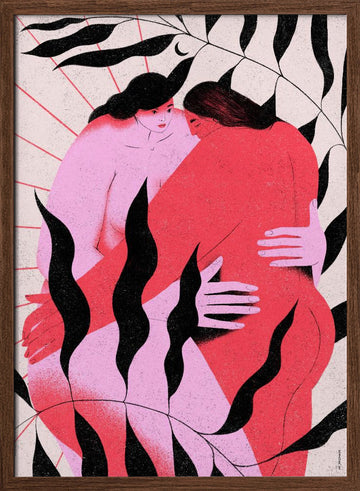 Women's Gentle Embrace | Poster - Walnut Frame Interior