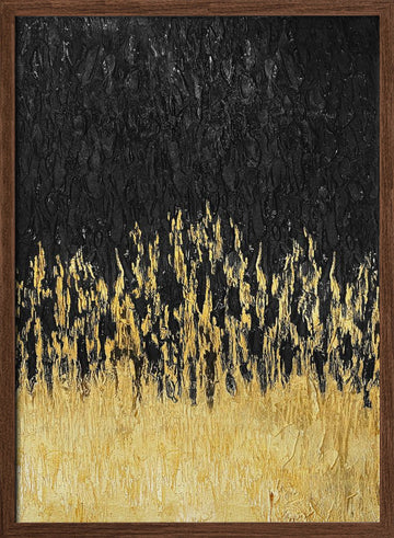 Golden Abstract Flow | Poster - Walnut Frame Interior
