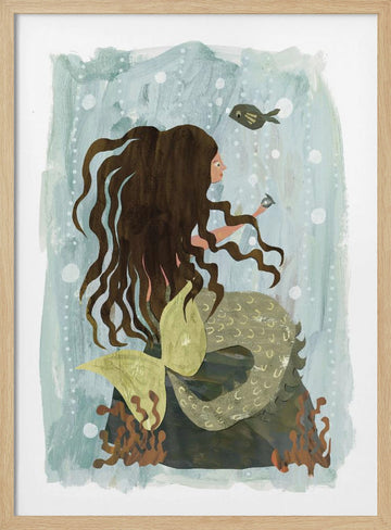 Dreamy Ocean Mermaid | Poster - Wood Frame Interior