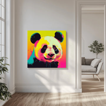 Neon Panda Portrait | Canvas - Room Interior 1