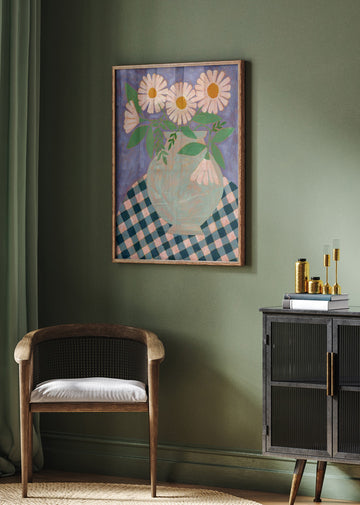 Daisies in Purple Vase | Poster - Room Interior 2