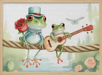 Frogs on a rope | Poster - Wood Frame Interior
