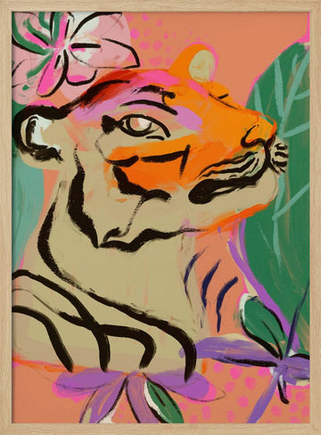 Vibrant Tiger Bloom | Poster - Wood Frame Interior