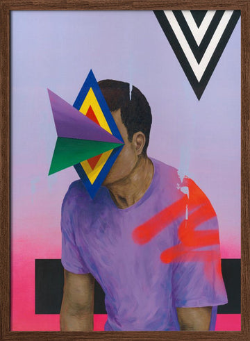 Colorful Geometric Portrait | Poster - Walnut Frame Interior