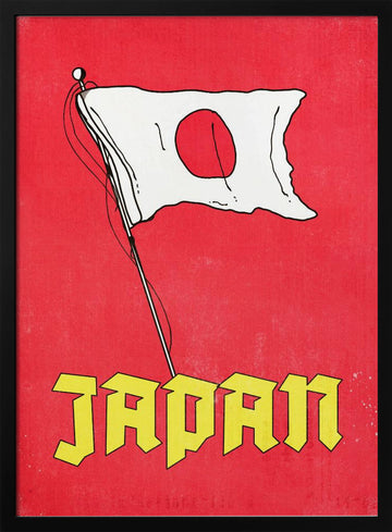 Japan Grunge Flag | Poster - Black Metal Frame Interior