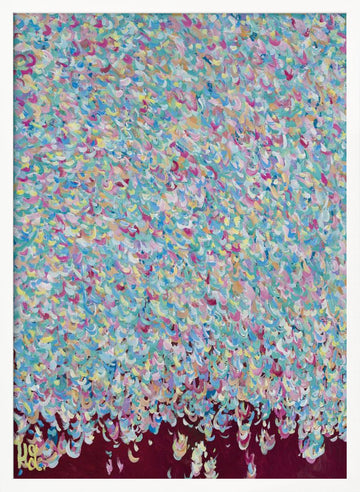 Joyful Petal Shower | Poster - White Frame Interior