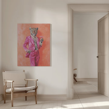 Leopard Pink Suit Martini | Canvas - Room Interior 1