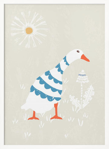 Cute Goose Daisy | Poster - White Frame Interior