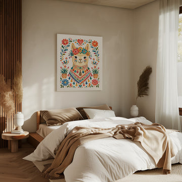 Colorful Llama Folk Art | Canvas - Room Interior 2