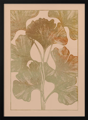Golden Ginkgo Leaves | Poster - Black Metal Frame Interior