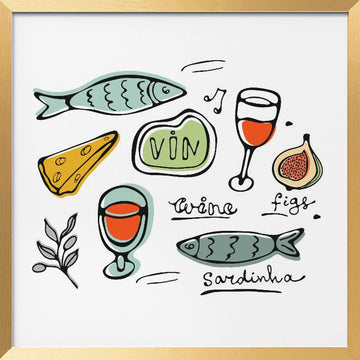 Rustic Food Delights | Poster - Gold Frame Interior