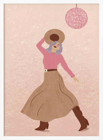 Disco Cowgirl 1 | Poster - White Frame Interior