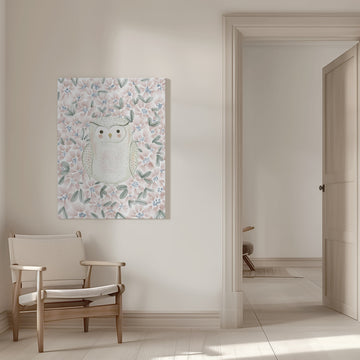 Sweet Owl in Flowers | Canvas - Room Interior 1