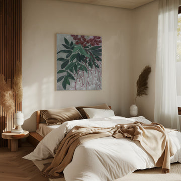 Green Leaves White Blooms | Canvas - Room Interior 2