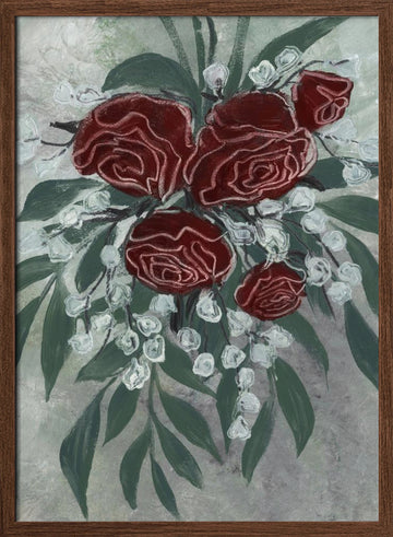 Romantic Red Roses | Poster - Walnut Frame Interior
