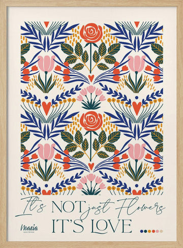Vibrant Botanical Love | Poster - Wood Frame Interior