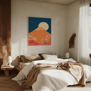 Mount Fuji Cherry Moon | Canvas - Room Interior 2