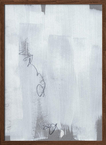Echoes in White and Graphite | Poster - Walnut Frame Interior