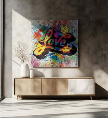 Colorful Love Splatter | Canvas - Room Interior 2