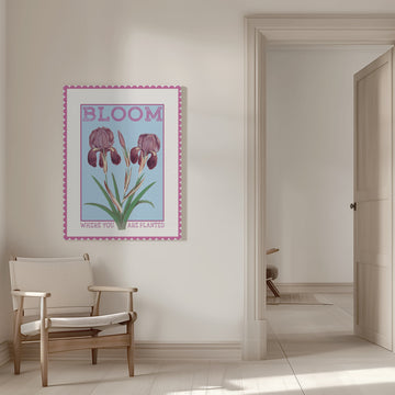 Purple Irises Bloom Quote | Canvas - Room Interior 1