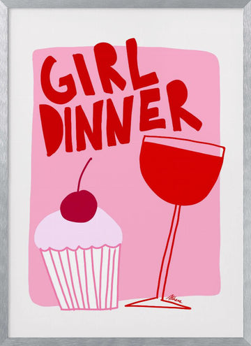 Girl Dinner | Poster - Silver Frame Interior
