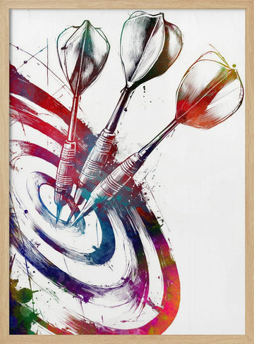 Colorful Darts Bullseye | Poster - Wood Frame Interior