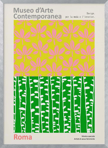 Pink Leaves Green Trees | Poster - Silver Frame Interior