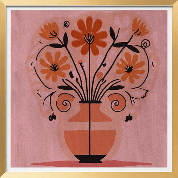 Vibrant Folk Art Bouquet | Poster - Gold Frame Interior