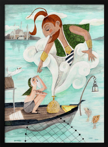 The Fisherman and the Jinni | Poster - Black Metal Frame Interior