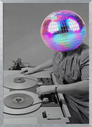 Disco Ball Operator | Poster - Silver Frame Interior