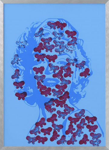 Blue Marilyn Butterflies | Poster - Silver Frame Interior