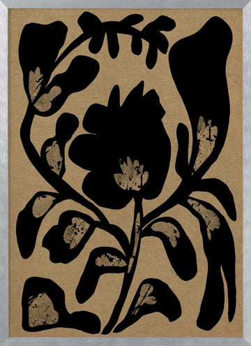 Black Botanical Silhouette | Poster - Silver Frame Interior