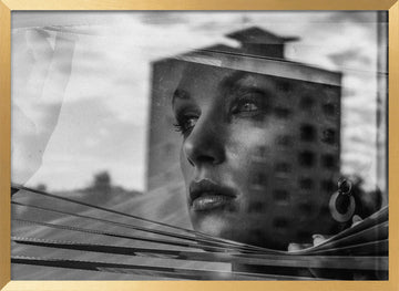 Woman In City Reflection | Poster - Gold Frame Interior